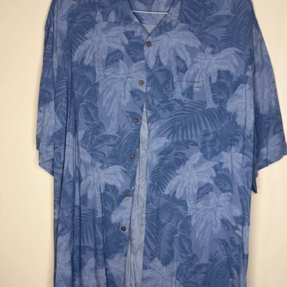 Pierre Cardin Blue Palm Tree Button Up Shirt XXL